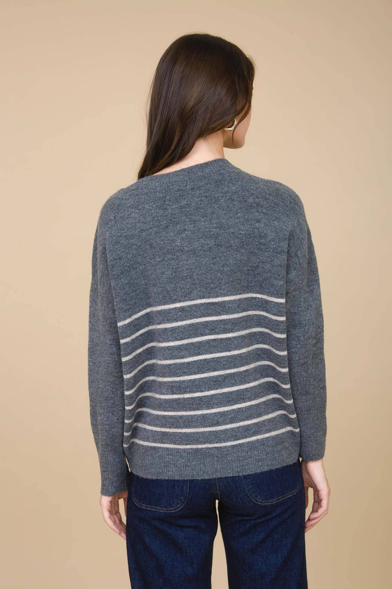 Simple & Cozy Front Seam Stripe Sweater