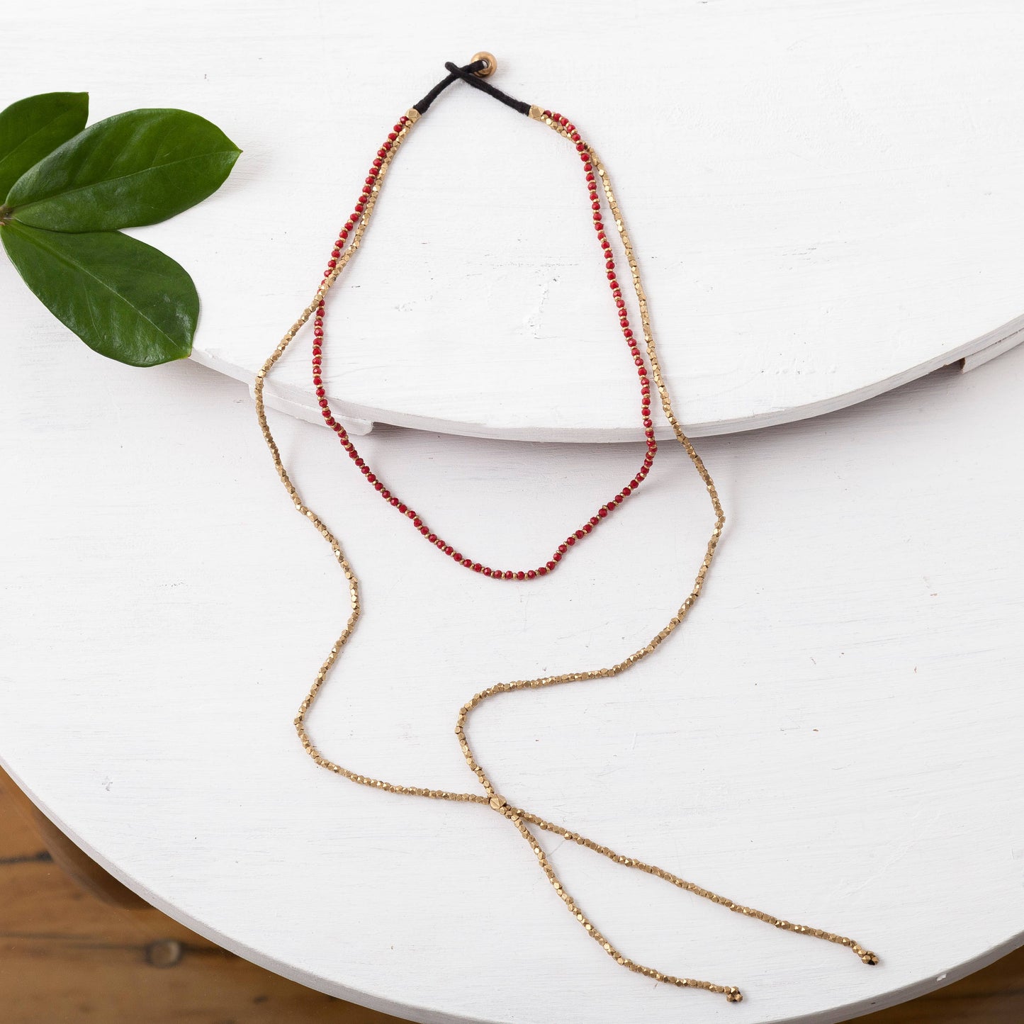Brass Double Layer Lariat Necklace