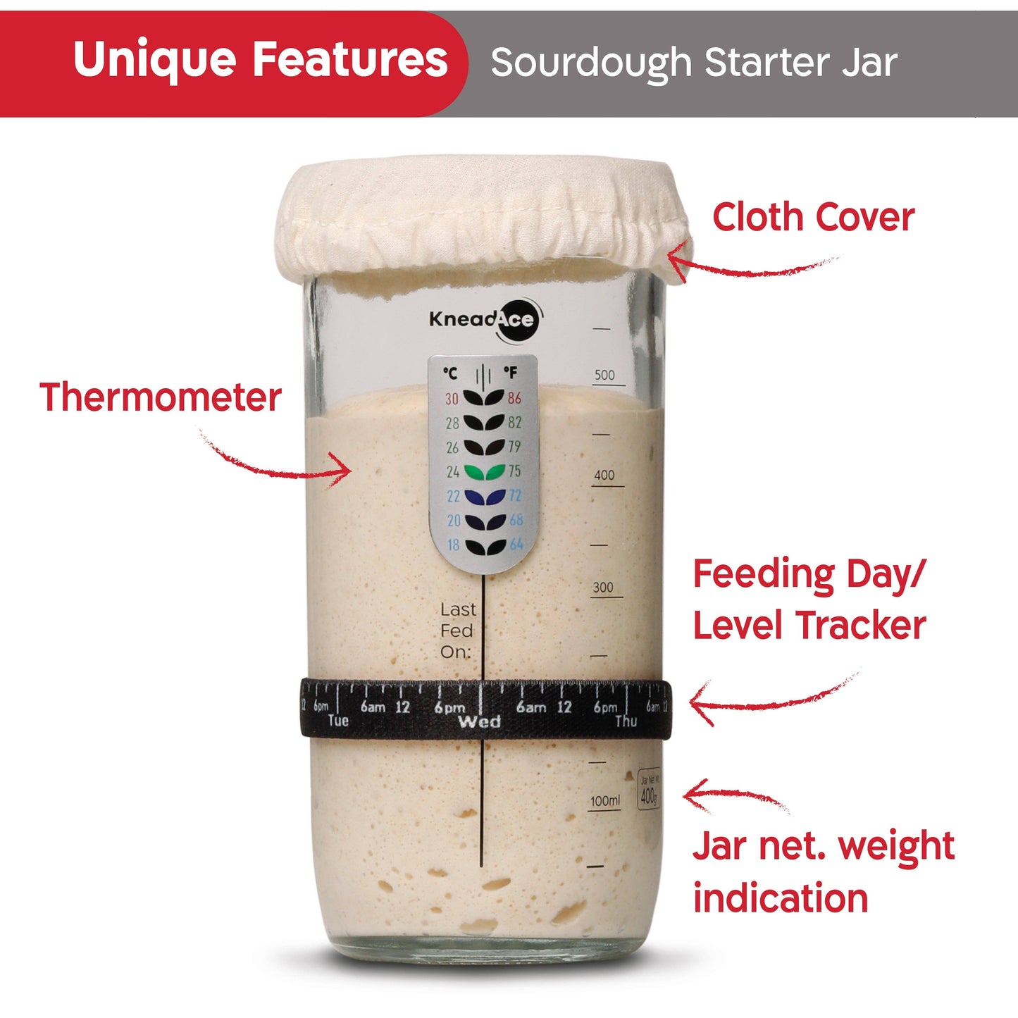 KneadAce® 24oz Sourdough Starter Jar