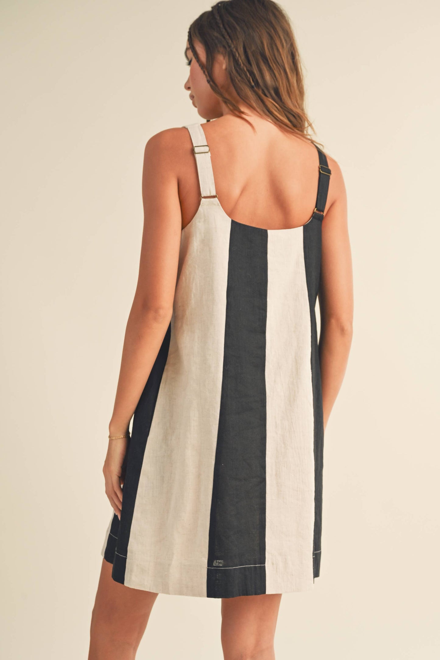 Colorblock Linen Midi Dress