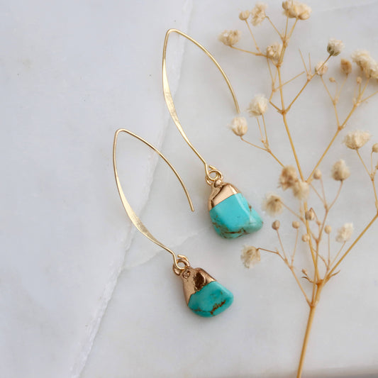 Turquoise Nugget Drop Earrings