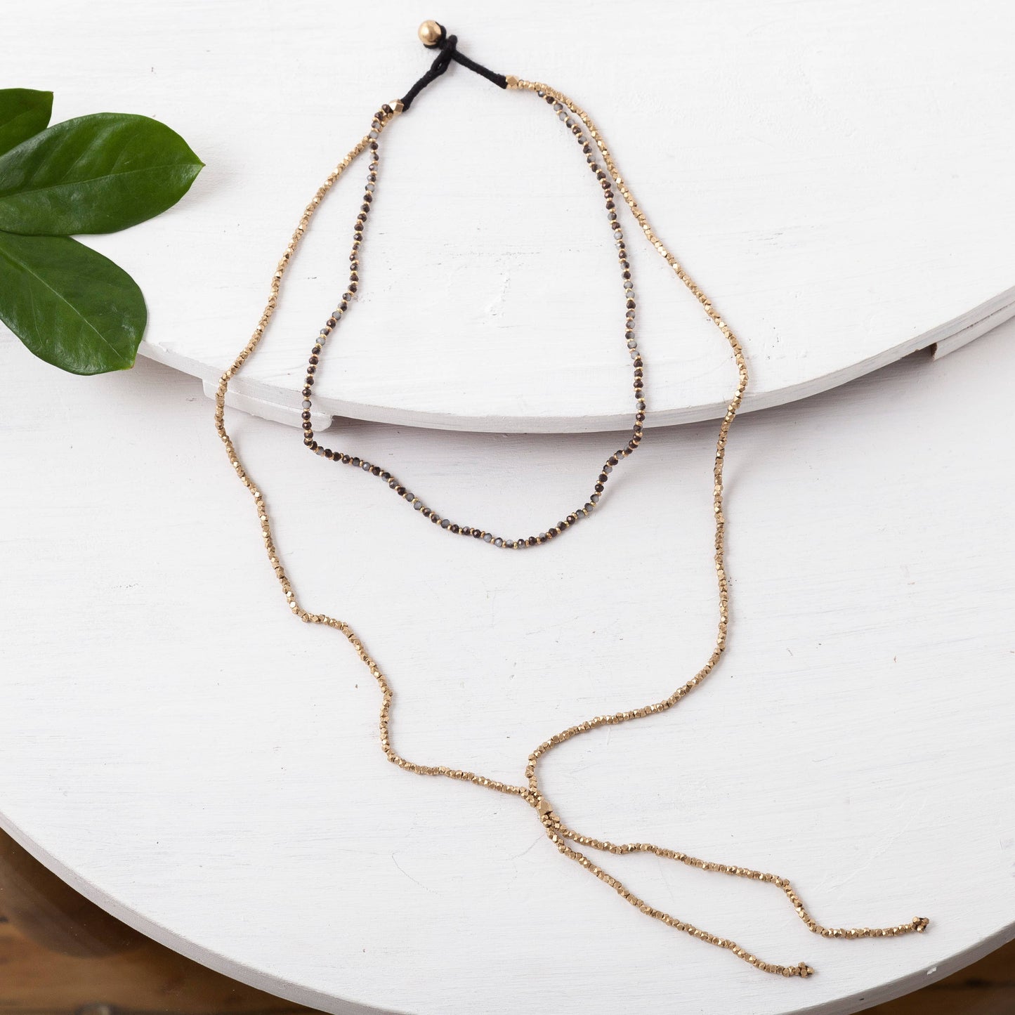 Brass Double Layer Lariat Necklace