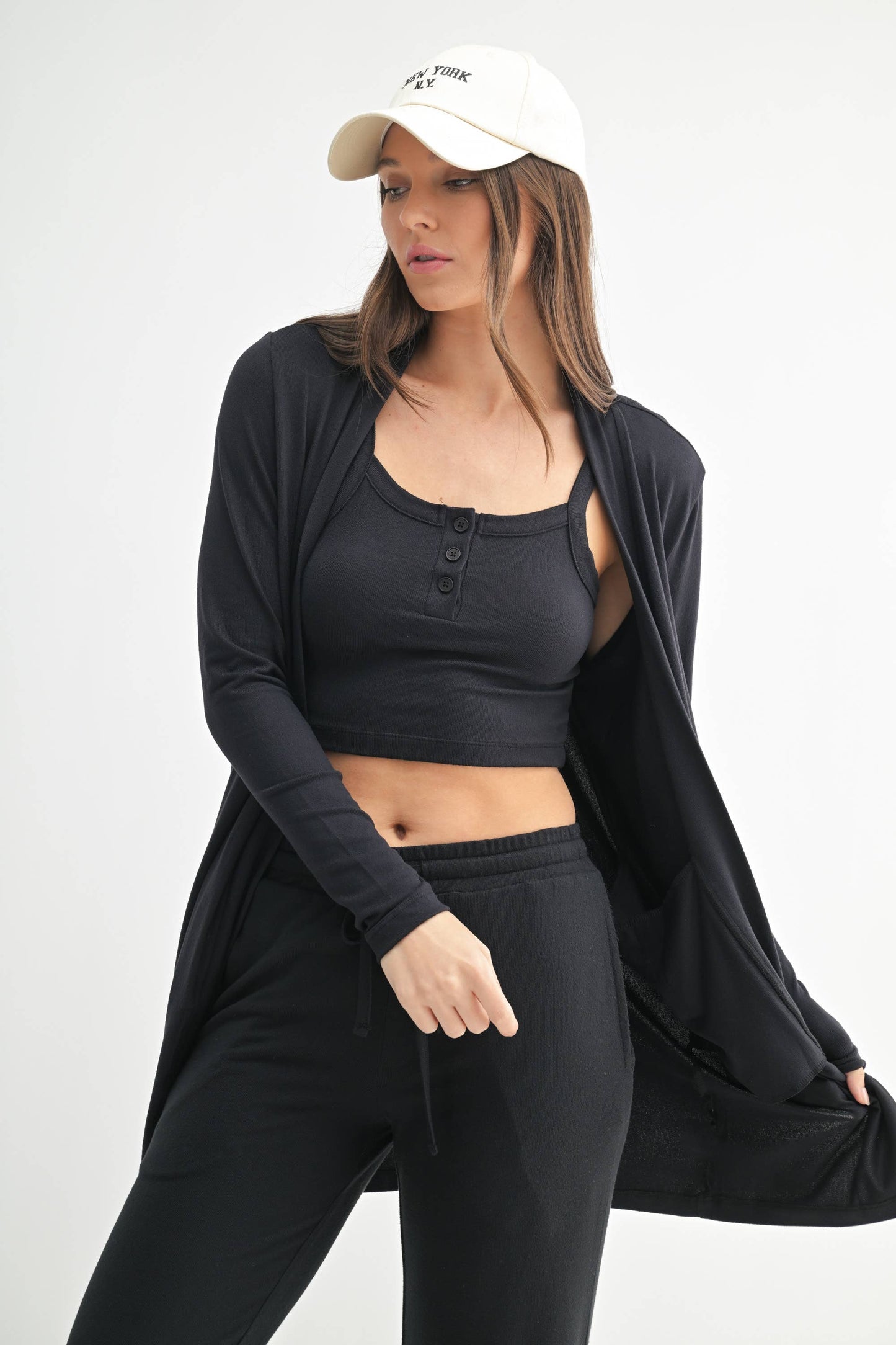 Brushed Hacci Open Cardi