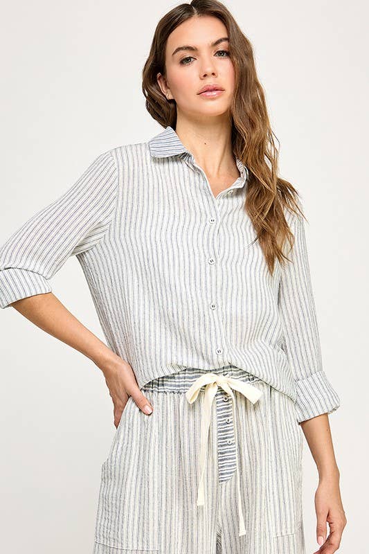 Timeless Soft Wash Striped Button Down Shirt