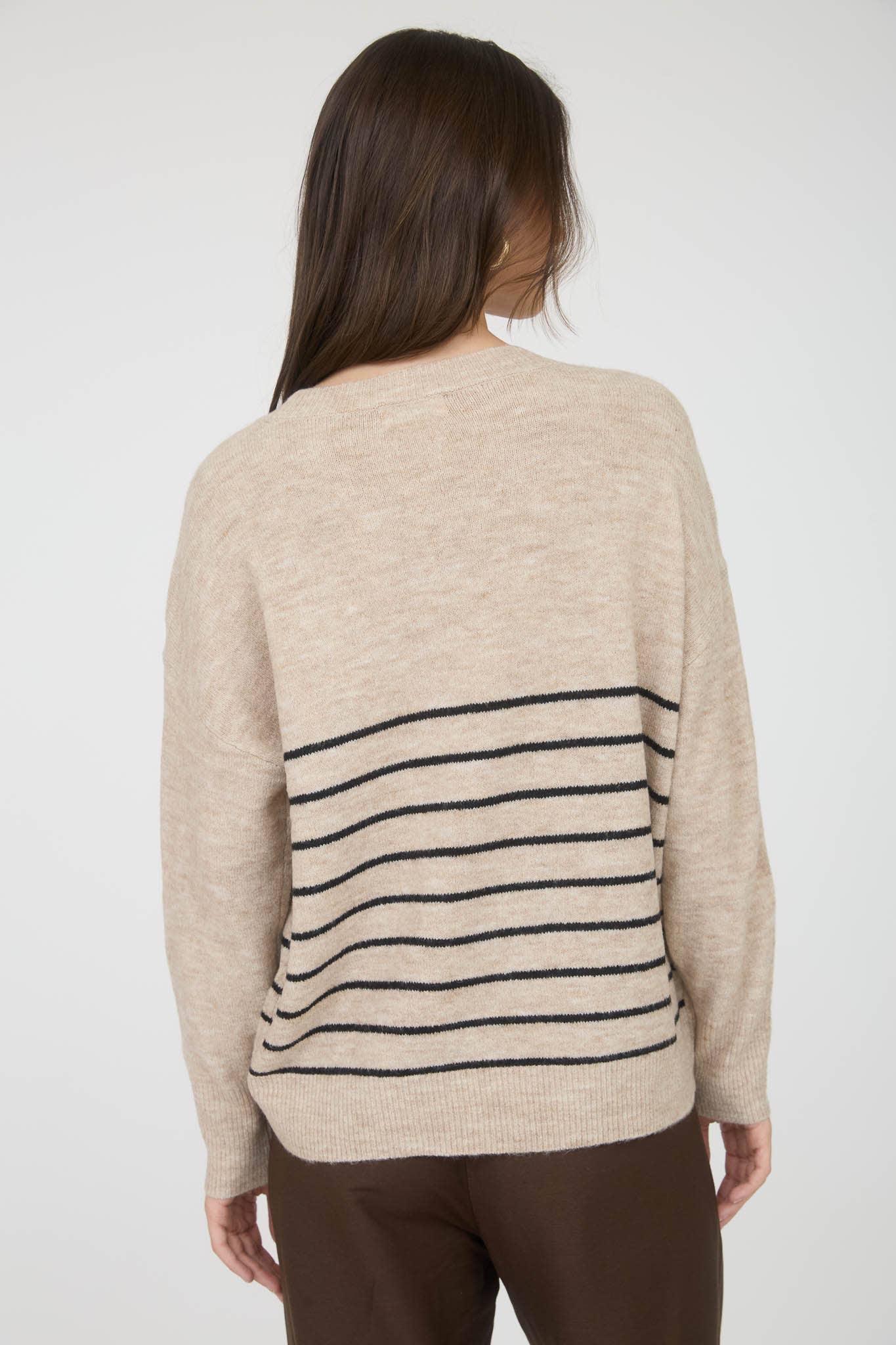 Simple & Cozy Front Seam Stripe Sweater