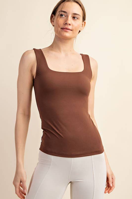 Classic Square Neck Tank in Expresso