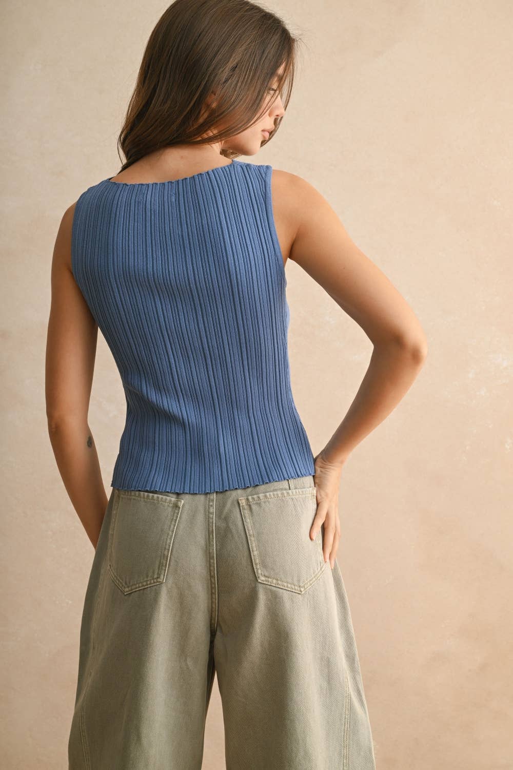 VISCOSE RIBBED KNITTED TOP
