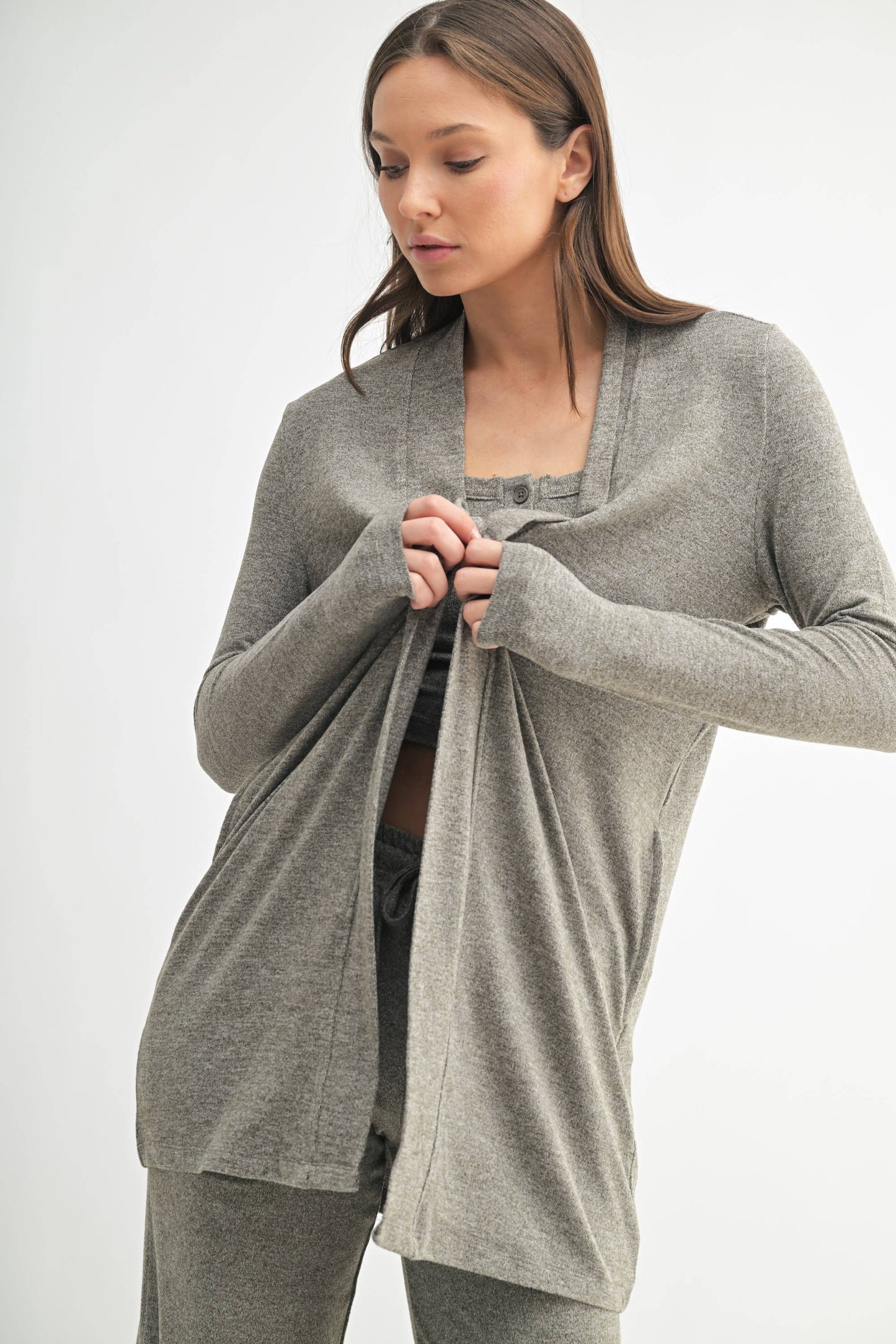 Brushed Hacci Open Cardi