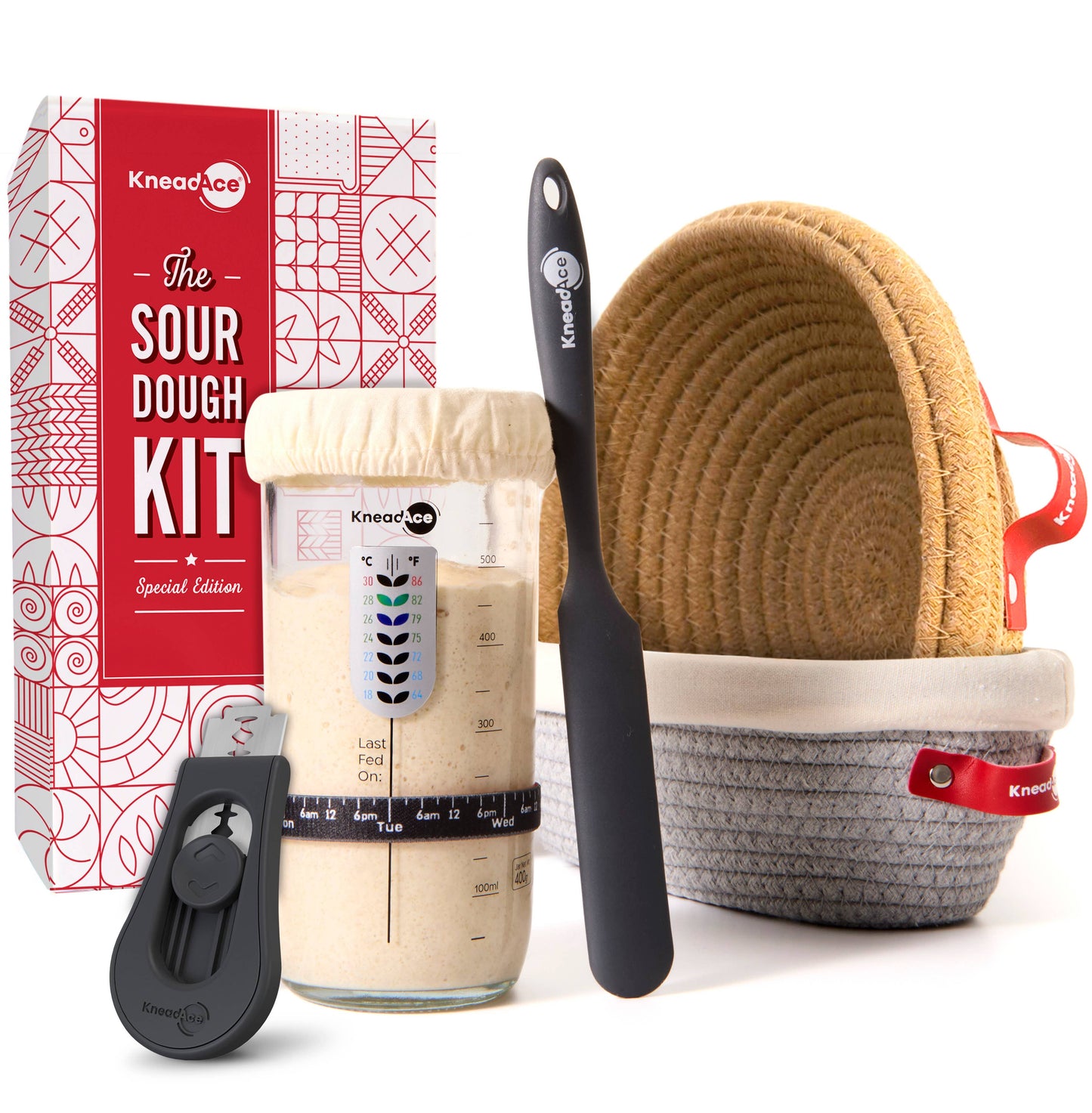 KneadAce Sourdough Kit with 24oz Jar