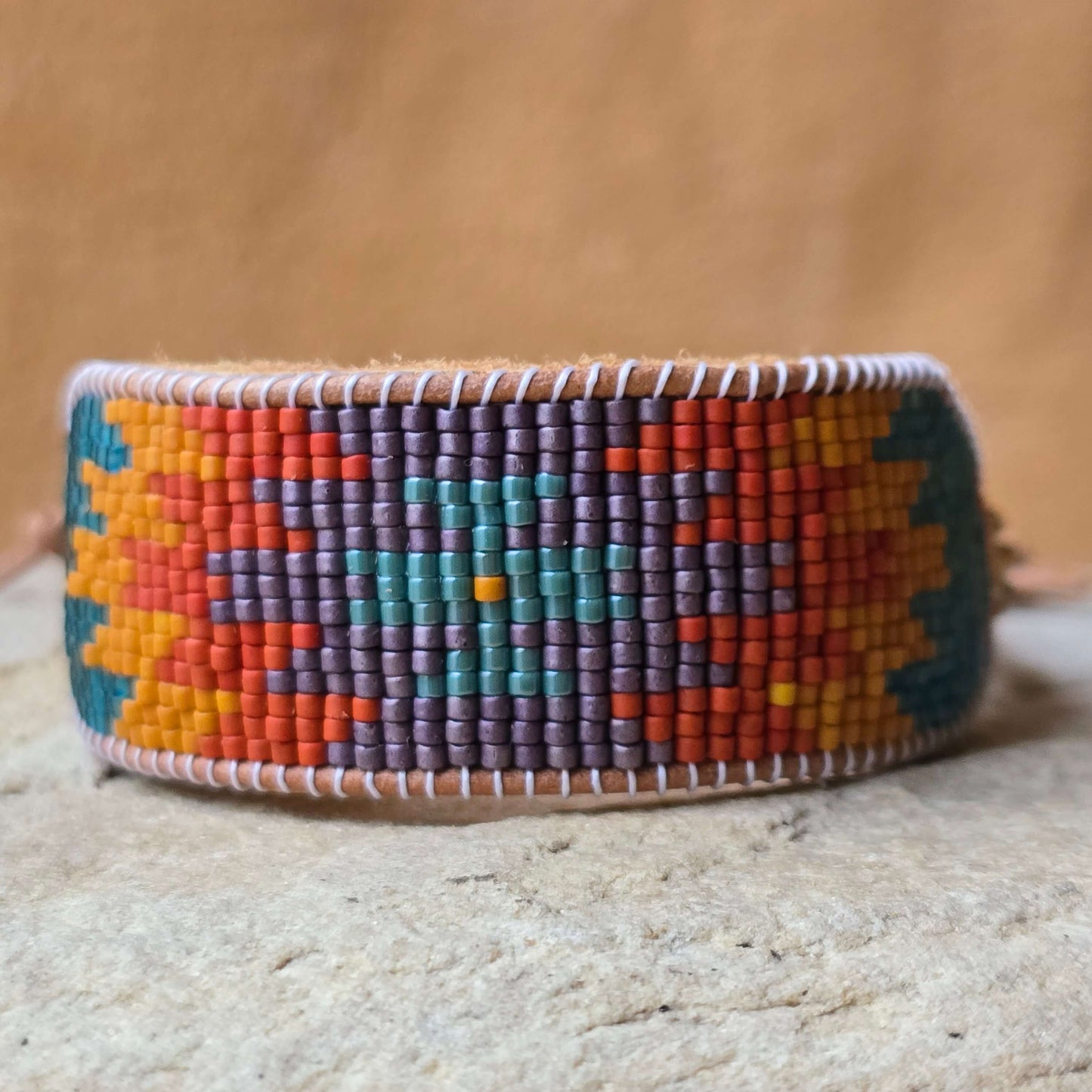 Leo Warrior Citrine Large Beaded Cuff Bracelet