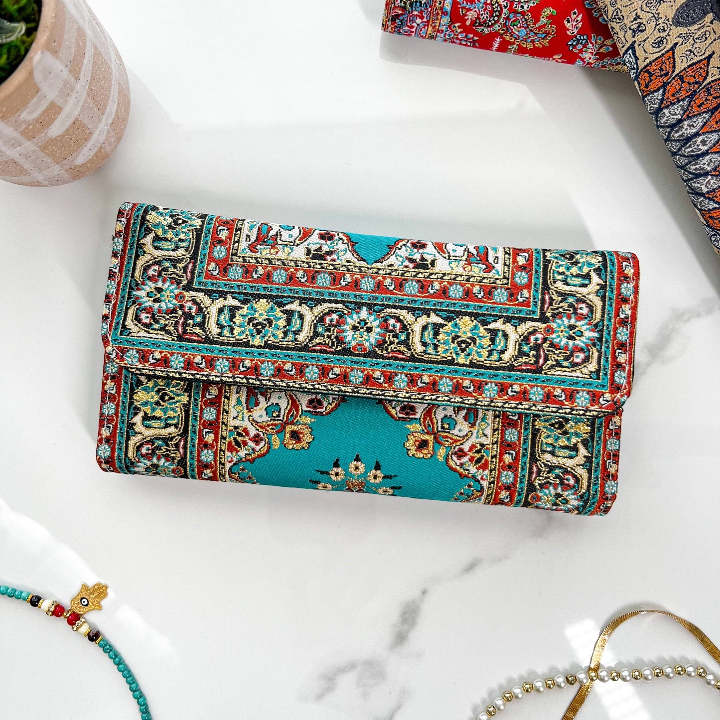Green Handmade Bohemian Wallet for Women
