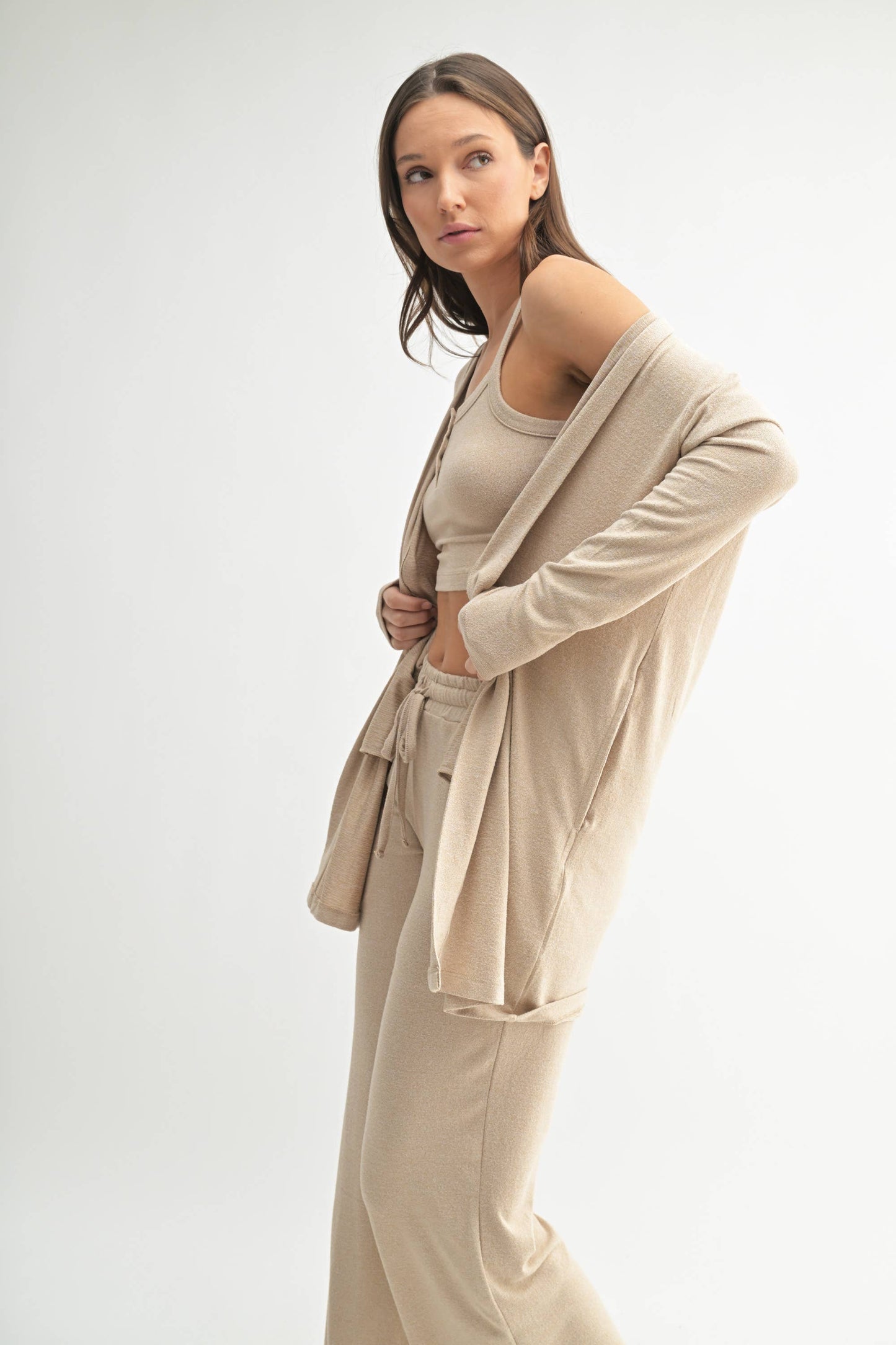 Brushed Hacci Open Cardi