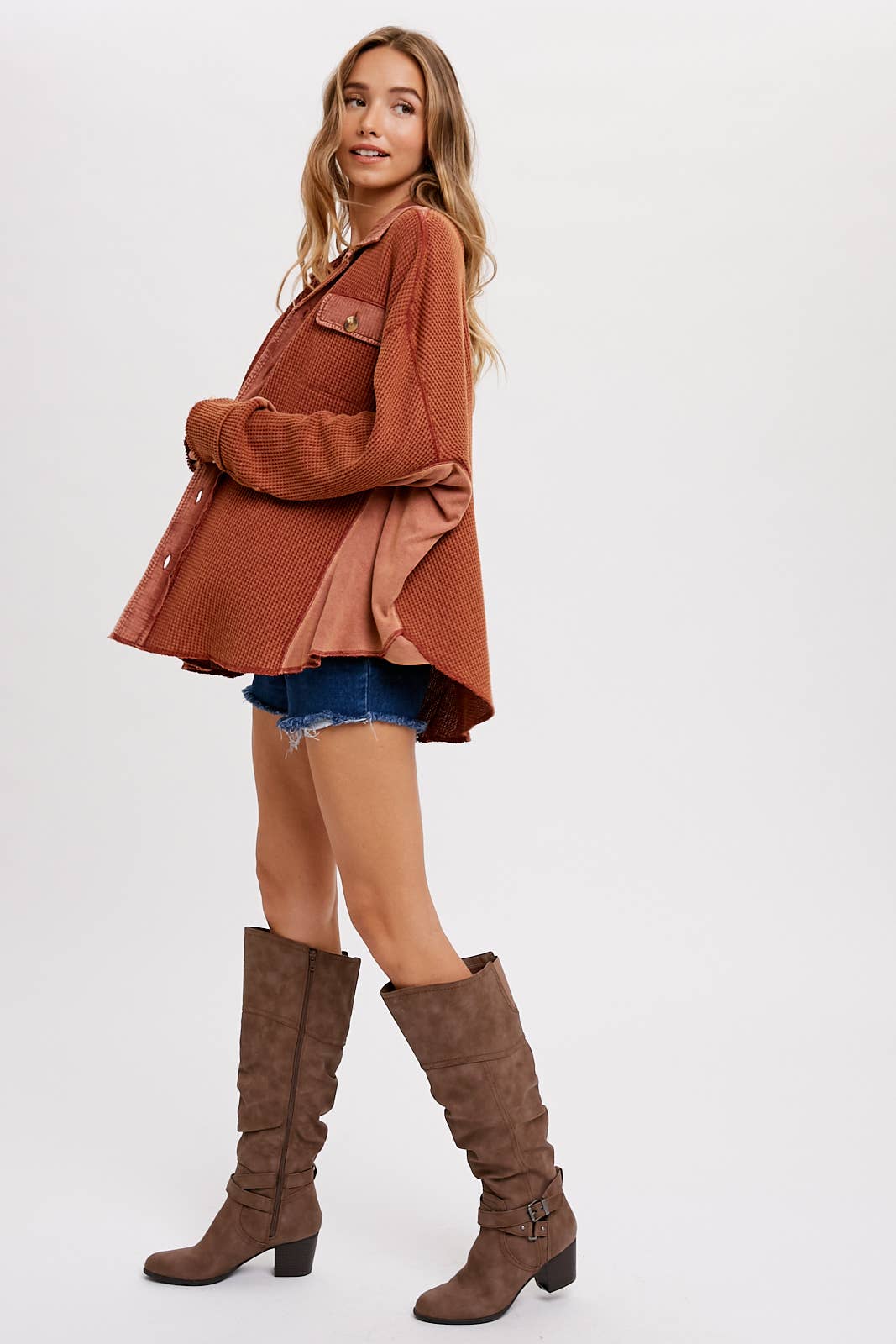 Slouchy Waffle Knit Jacket