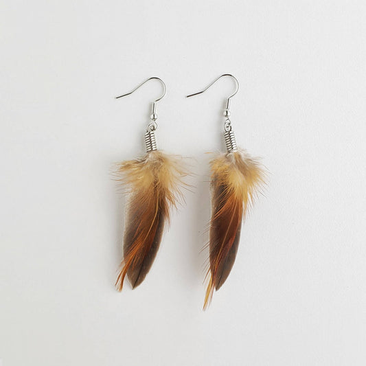 Small quill natural feather earrings