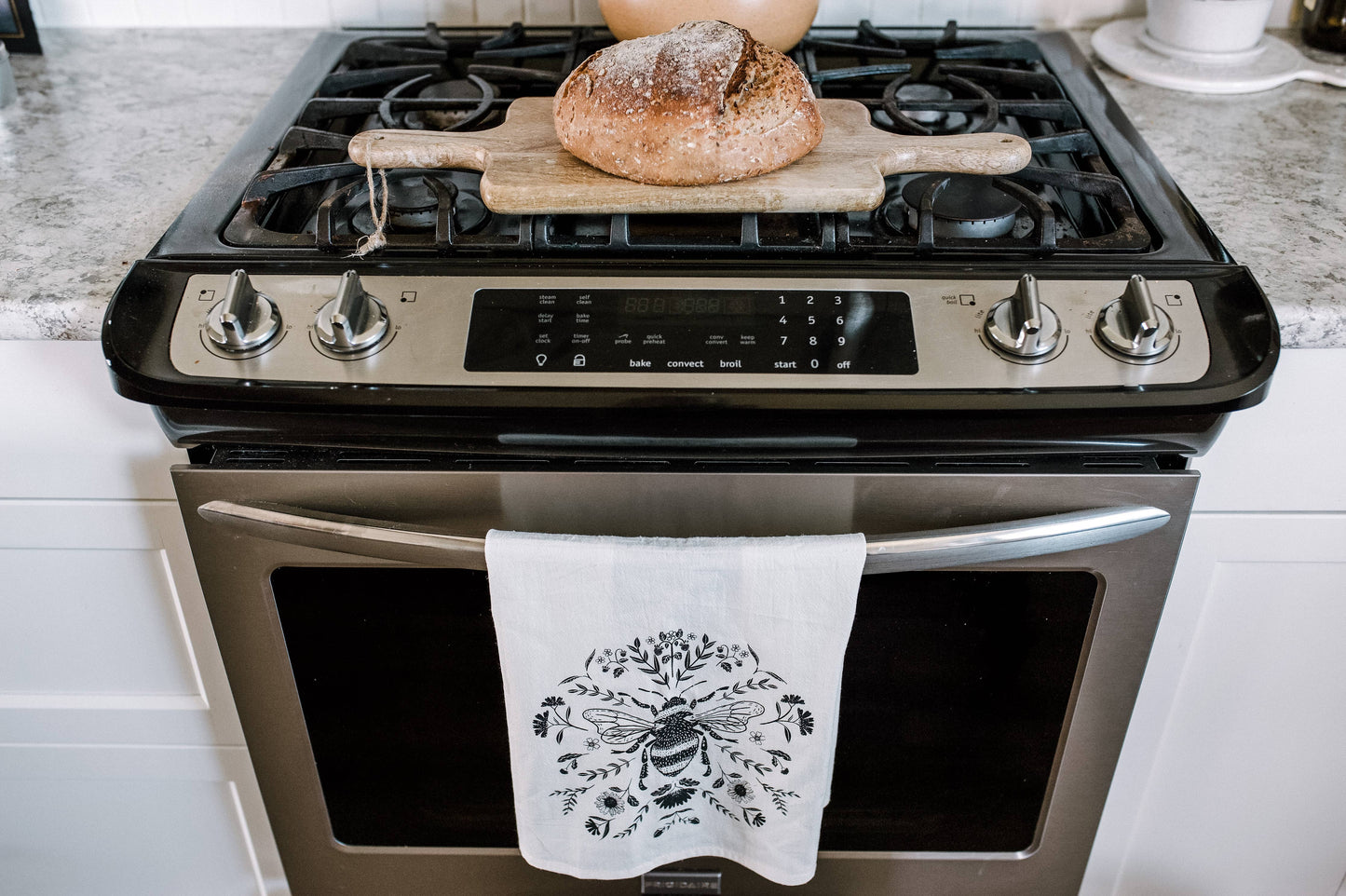 TEA TOWEL with Charcoal Bee / Bee Decor / Home Decor