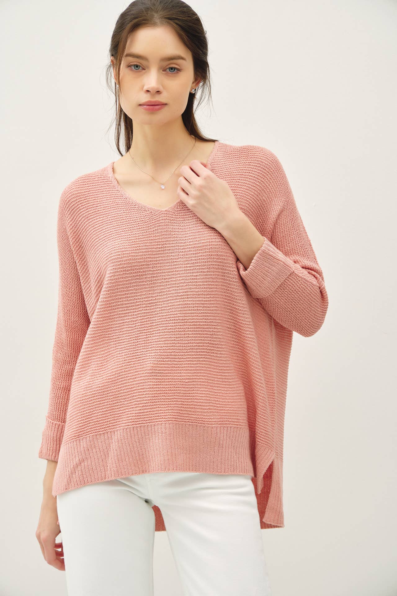 V Neck Dolman Sleeve Sweater