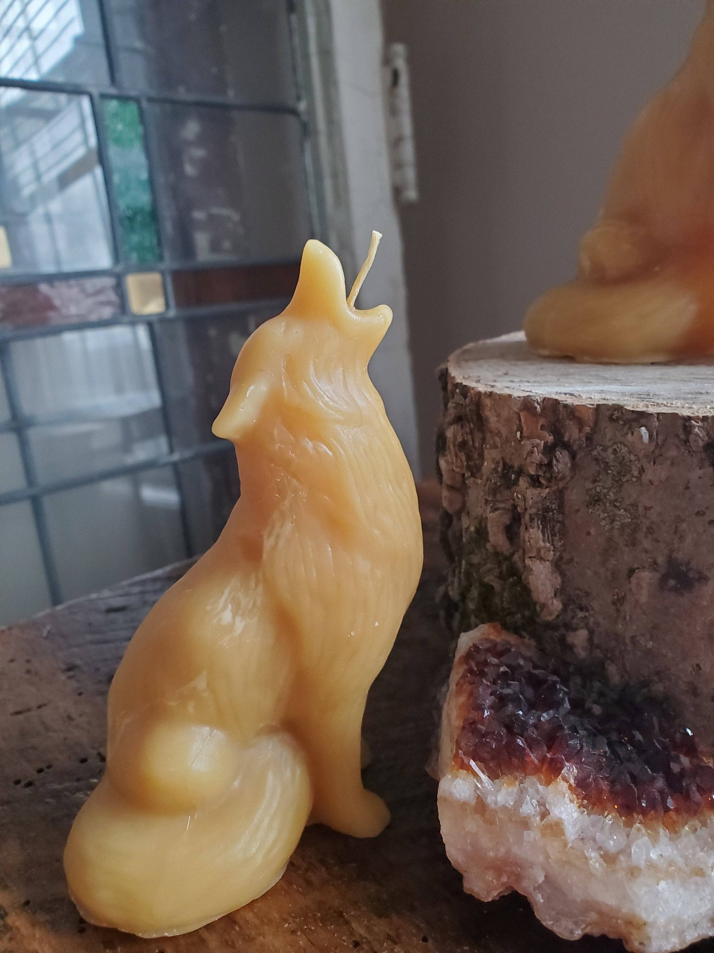 Howling Wolf Beeswax Candle