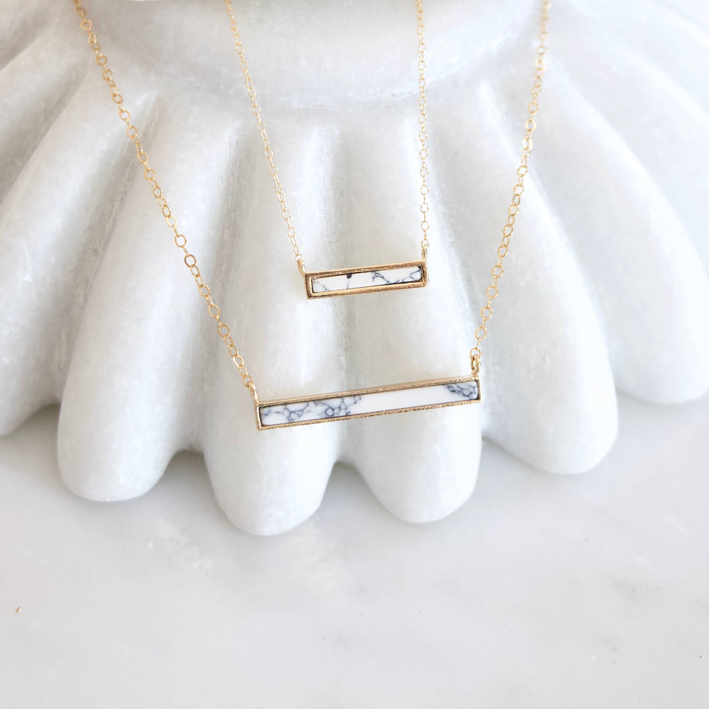 Turquoise, White Turquoise Bar Necklace