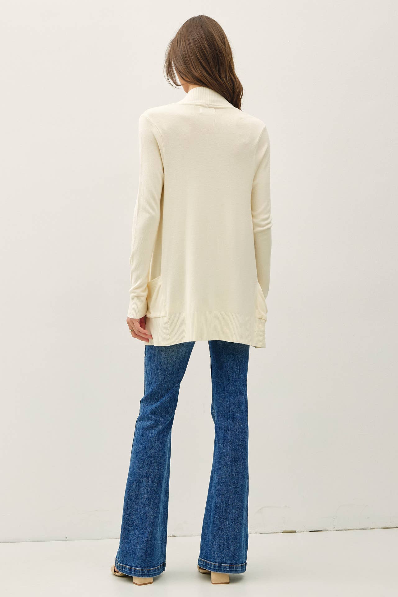 Essential Cotton Blend Open Front Cardigan