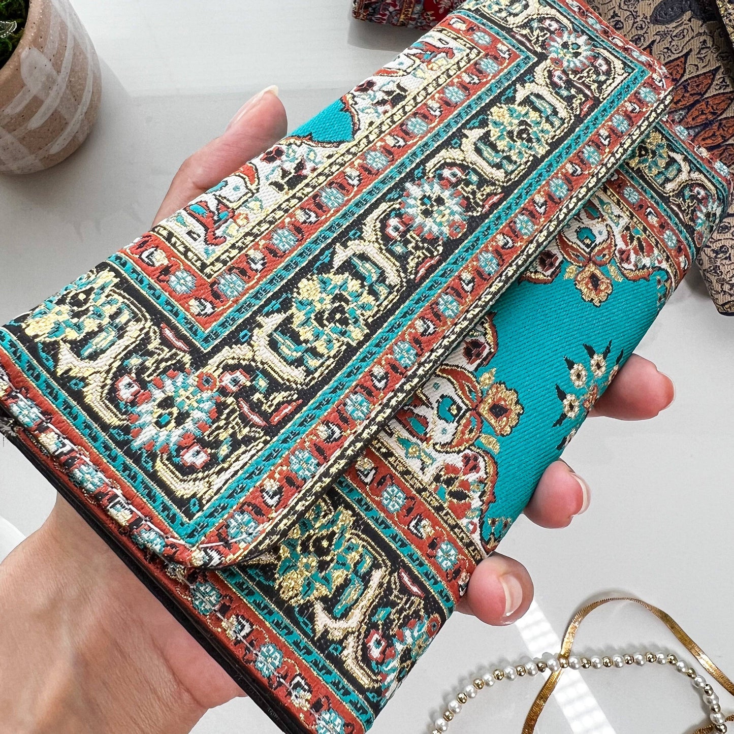 Green Handmade Bohemian Wallet for Women