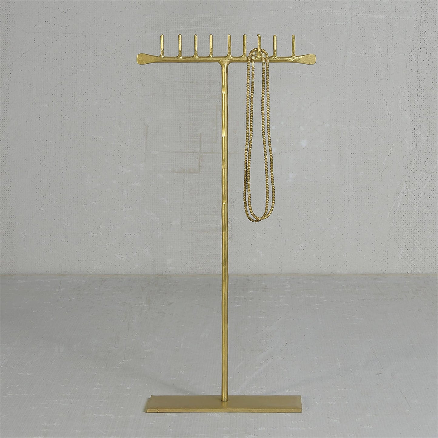 Maddox Forged Iron Jewelry T Stand With Pegs - 14 - Brass