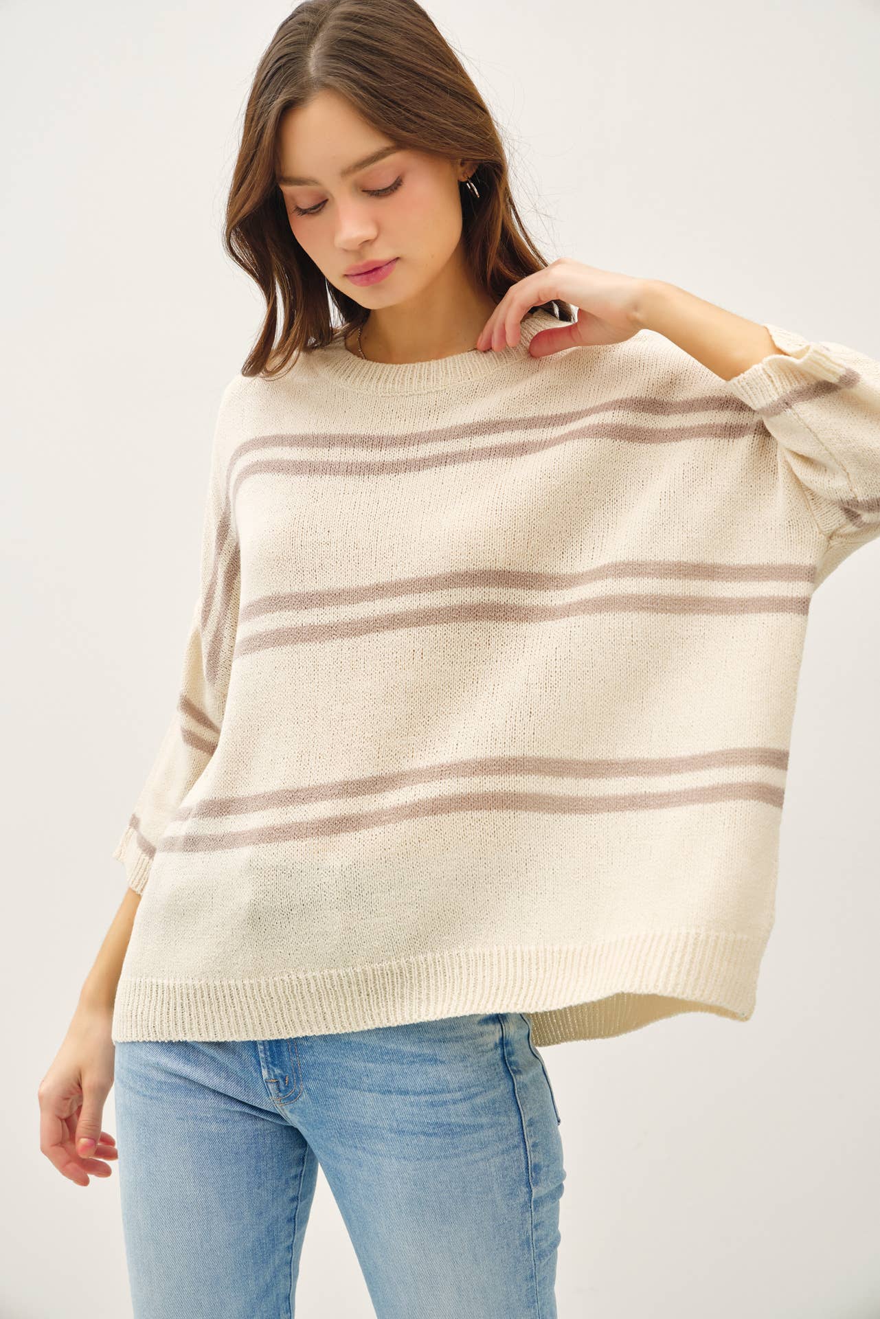 Essential Drop Shoulder Striped Sweater