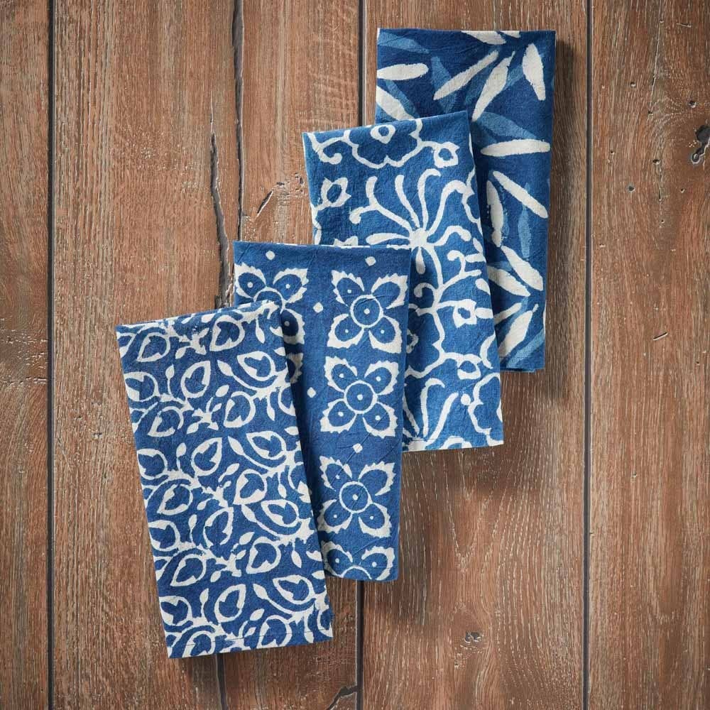 Indigo Dabu Cotton Napkins - Set of 4