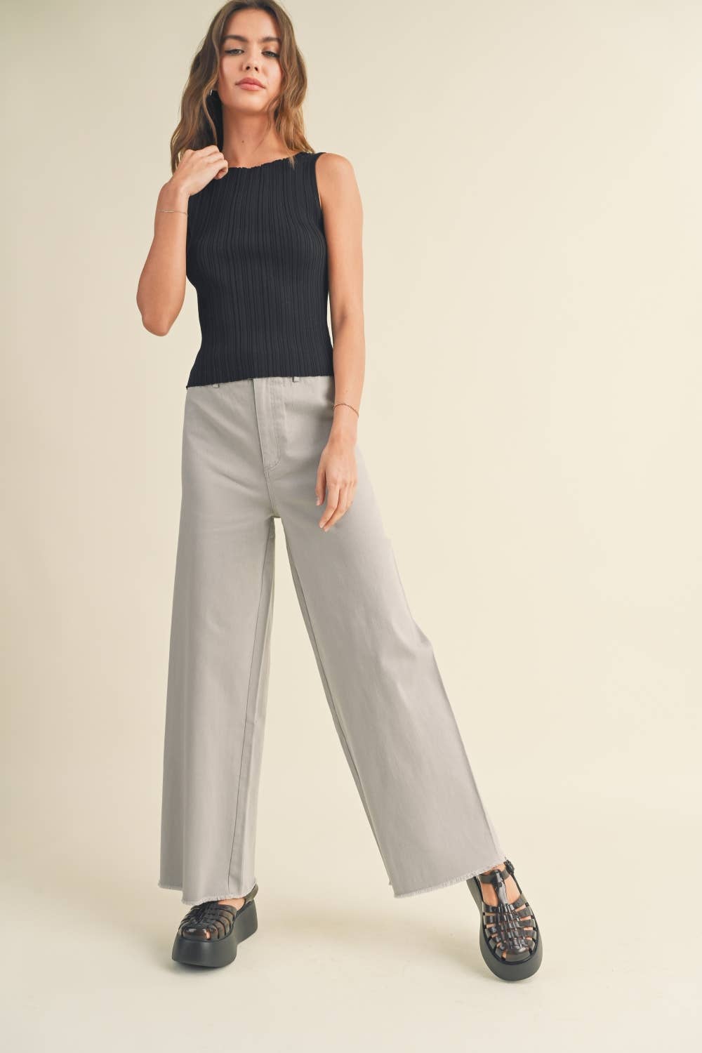 VISCOSE RIBBED KNITTED TOP