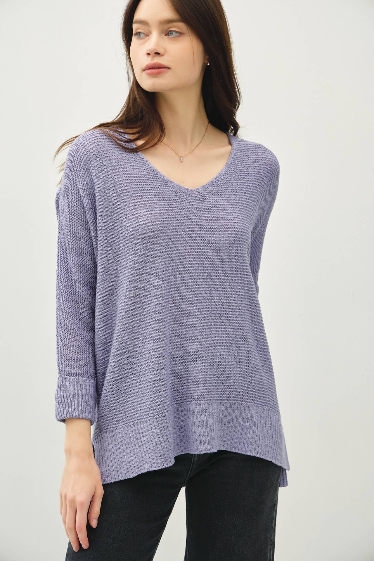 V Neck Dolman Sleeve Sweater