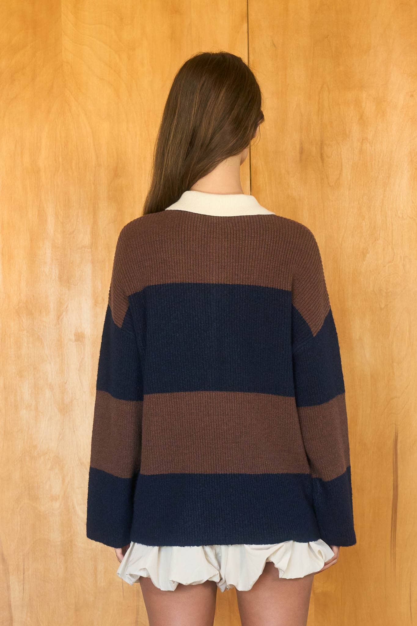 Contrast Collar Polo Sweater