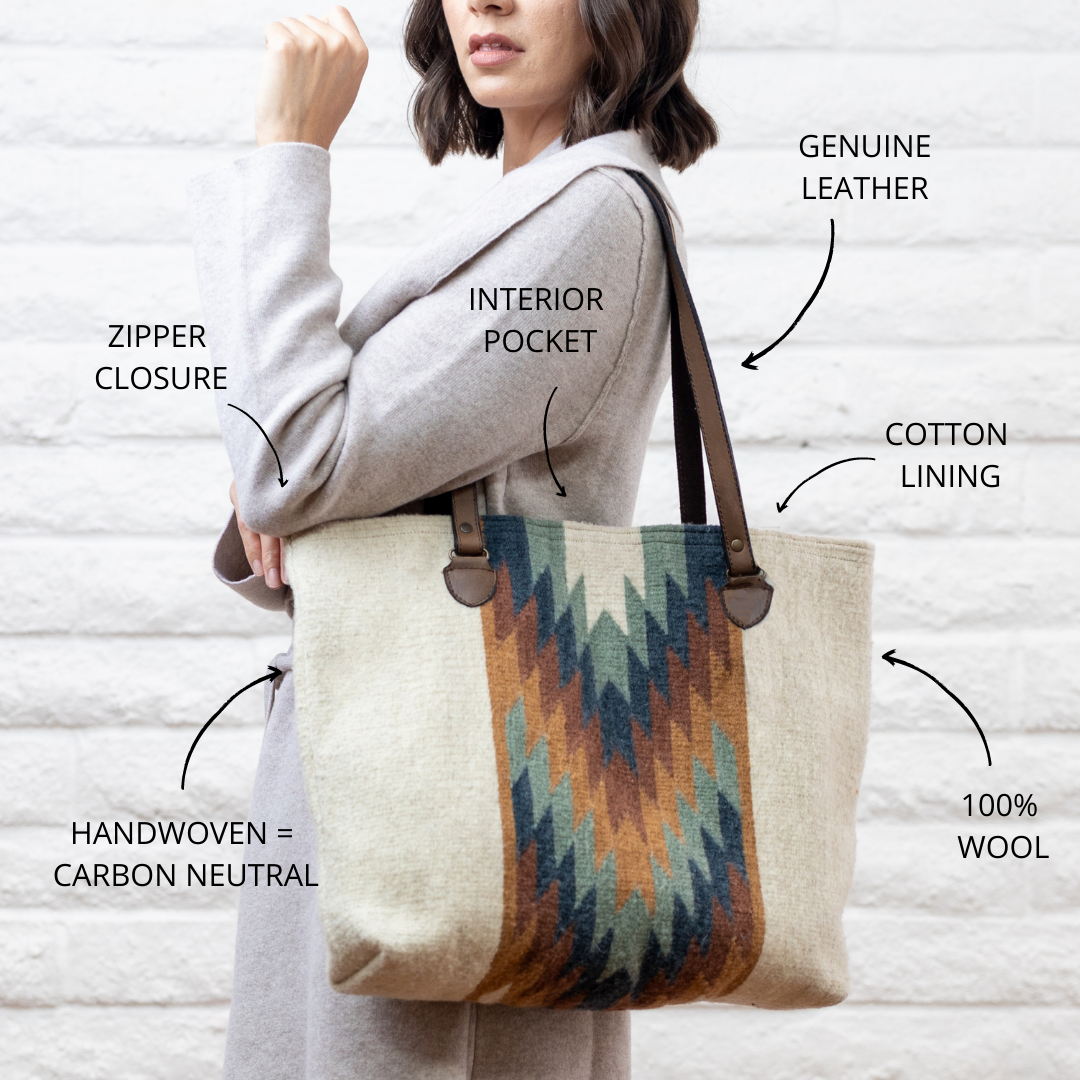 Equinox Zapotec Wool Tote–Handwoven in Oaxaca