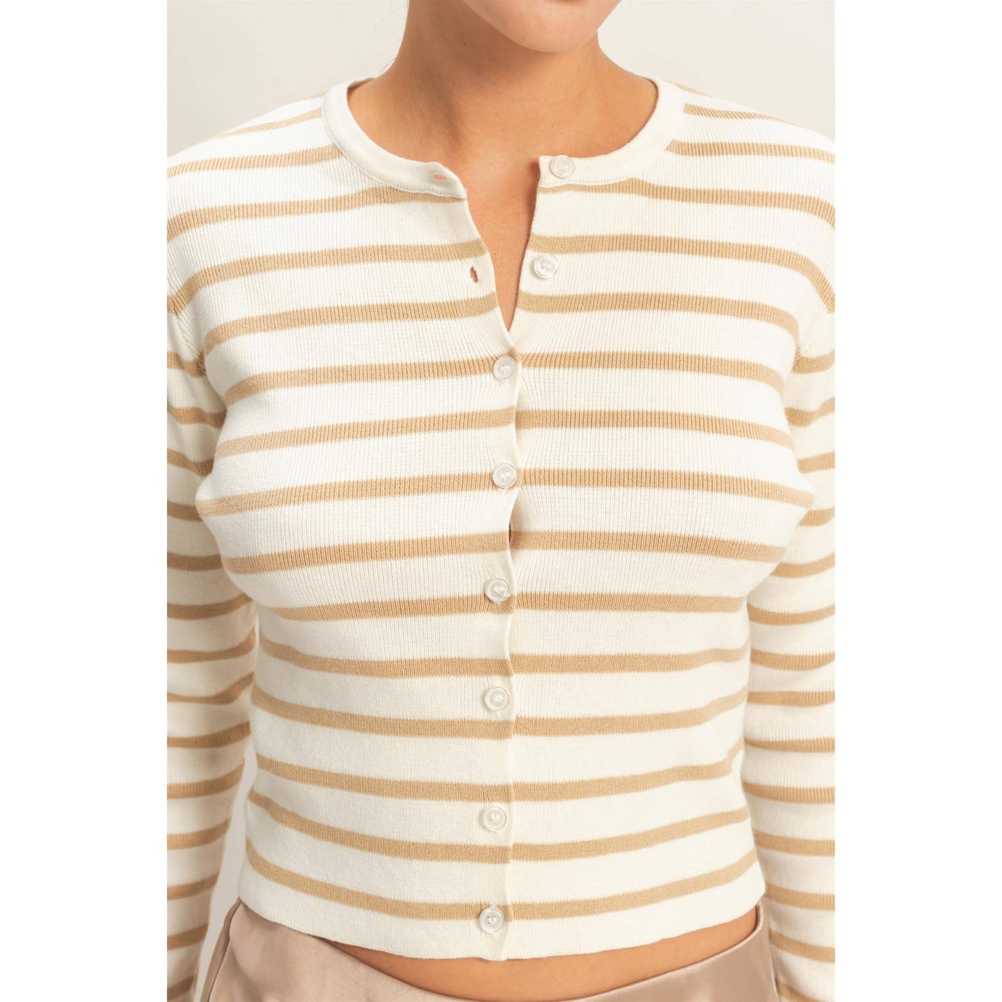 Striped Button-Up Cardigan