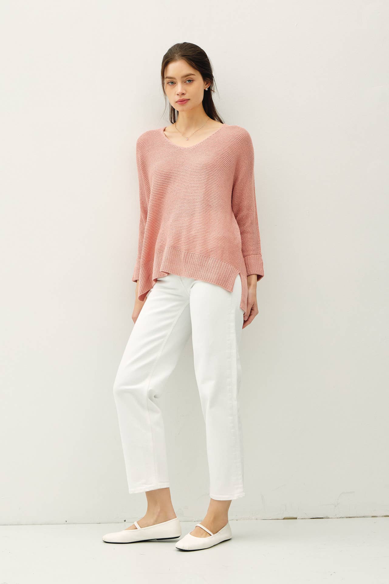 V Neck Dolman Sleeve Sweater