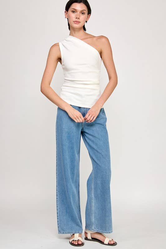 STRETCHY ASYMMETRIC RIBBED TOP