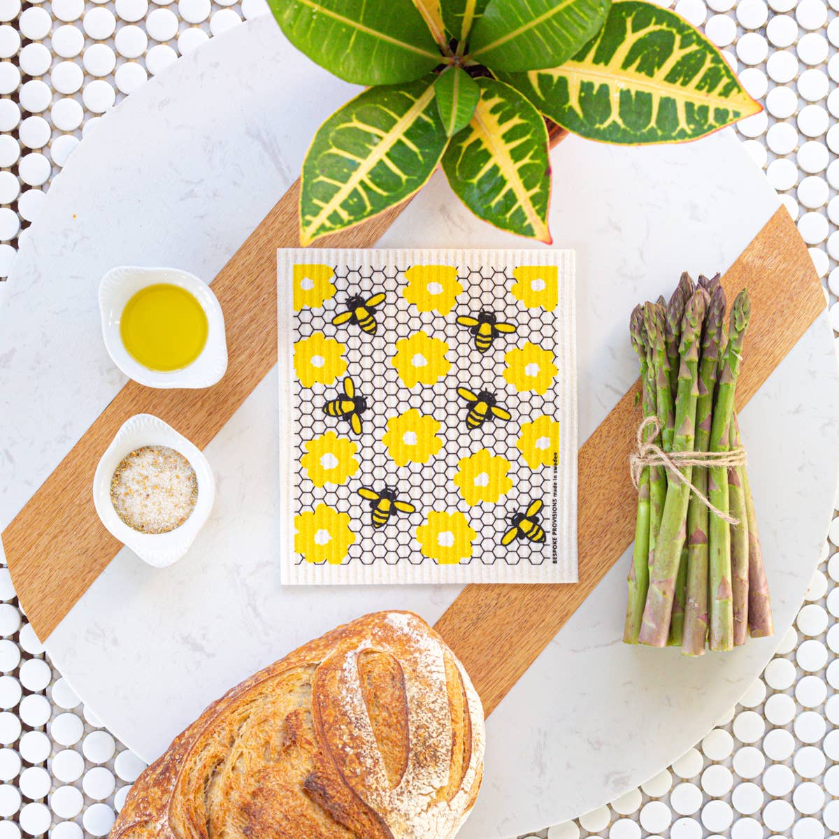 Bees on Honeycomb Swedish Dishcloth