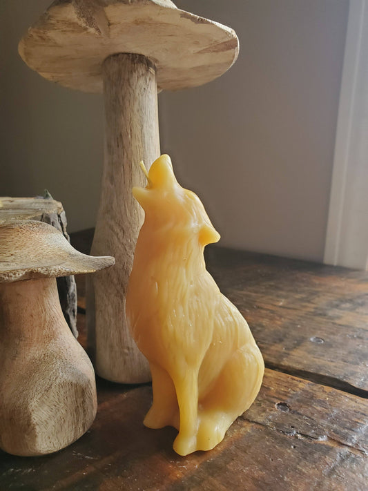 Howling Wolf Beeswax Candle