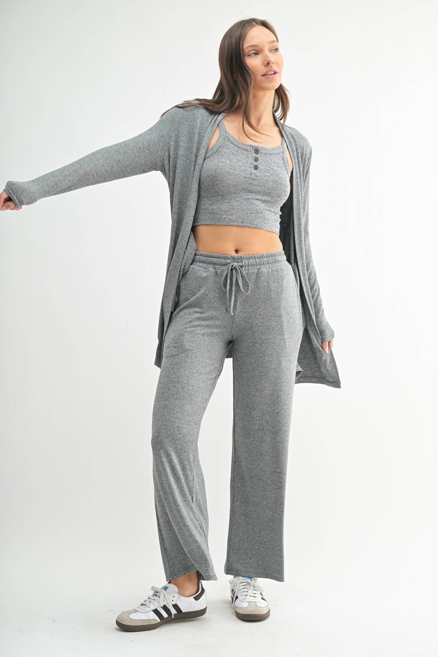 Brushed Hacci Open Cardi