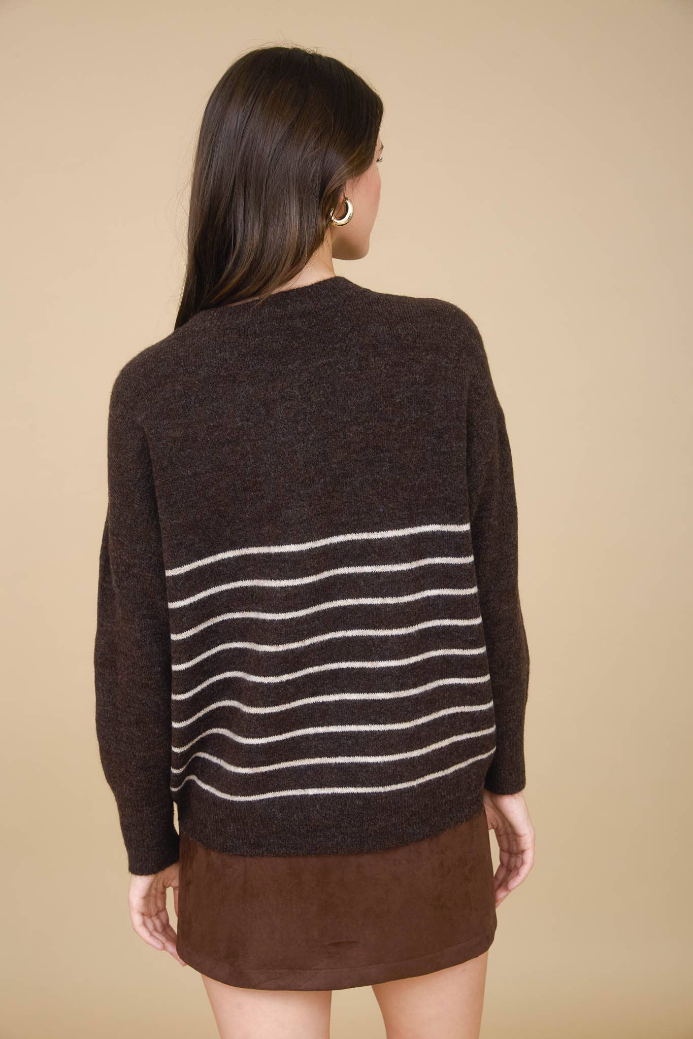 Simple & Cozy Front Seam Stripe Sweater