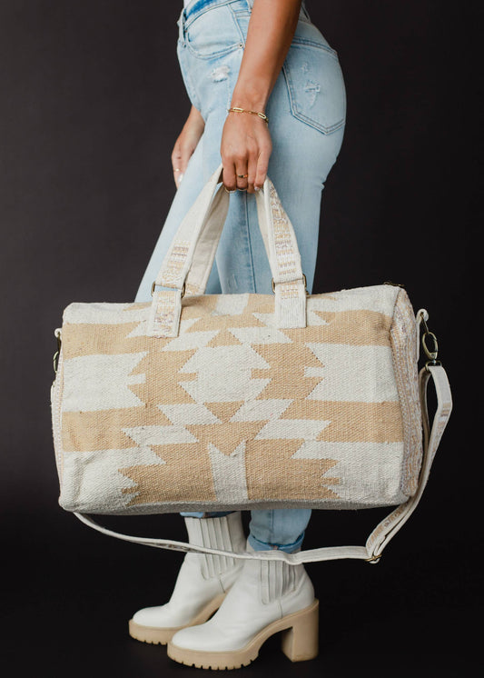 Cream & Tan Aztec Duffel