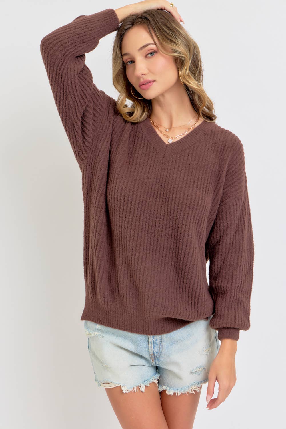 EVERYDAY CASUAL SWEATER: Brown / Contemporary / L
