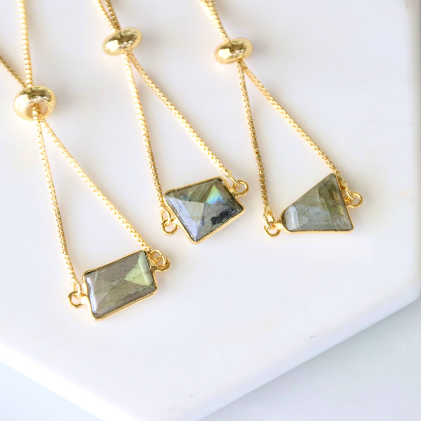 Faceted Gemstone Adjustable Bracelet