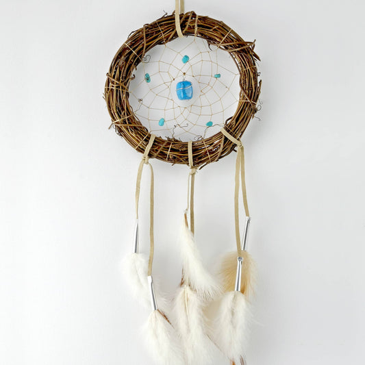 6" Twig Dream Catcher with Turquoise Stones