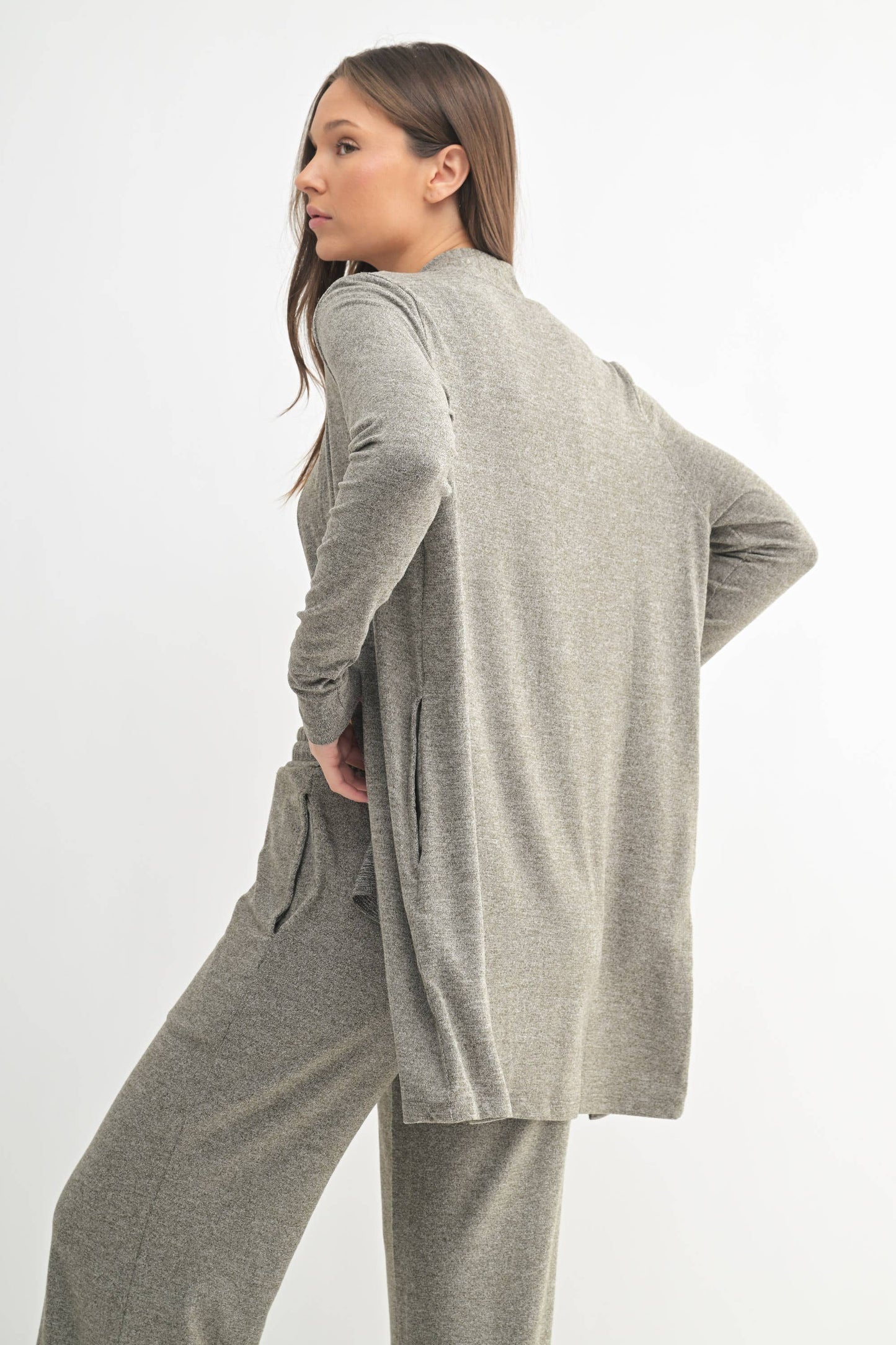 Brushed Hacci Open Cardi