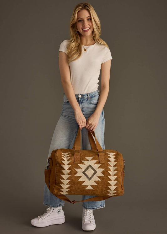 Camel, Cream & Gray Aztec Duffel