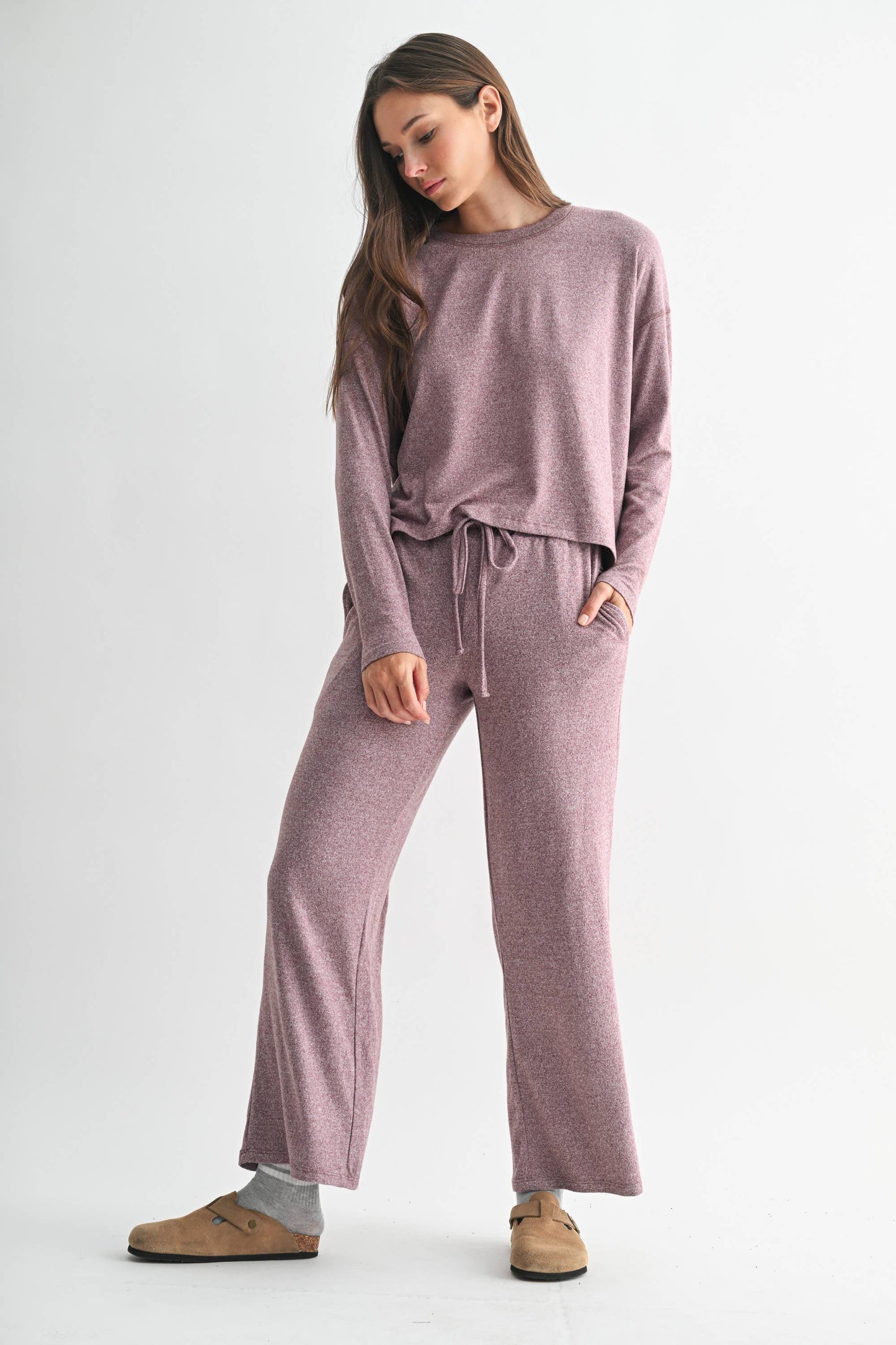 Brushed Wide Leg Lounge Pants