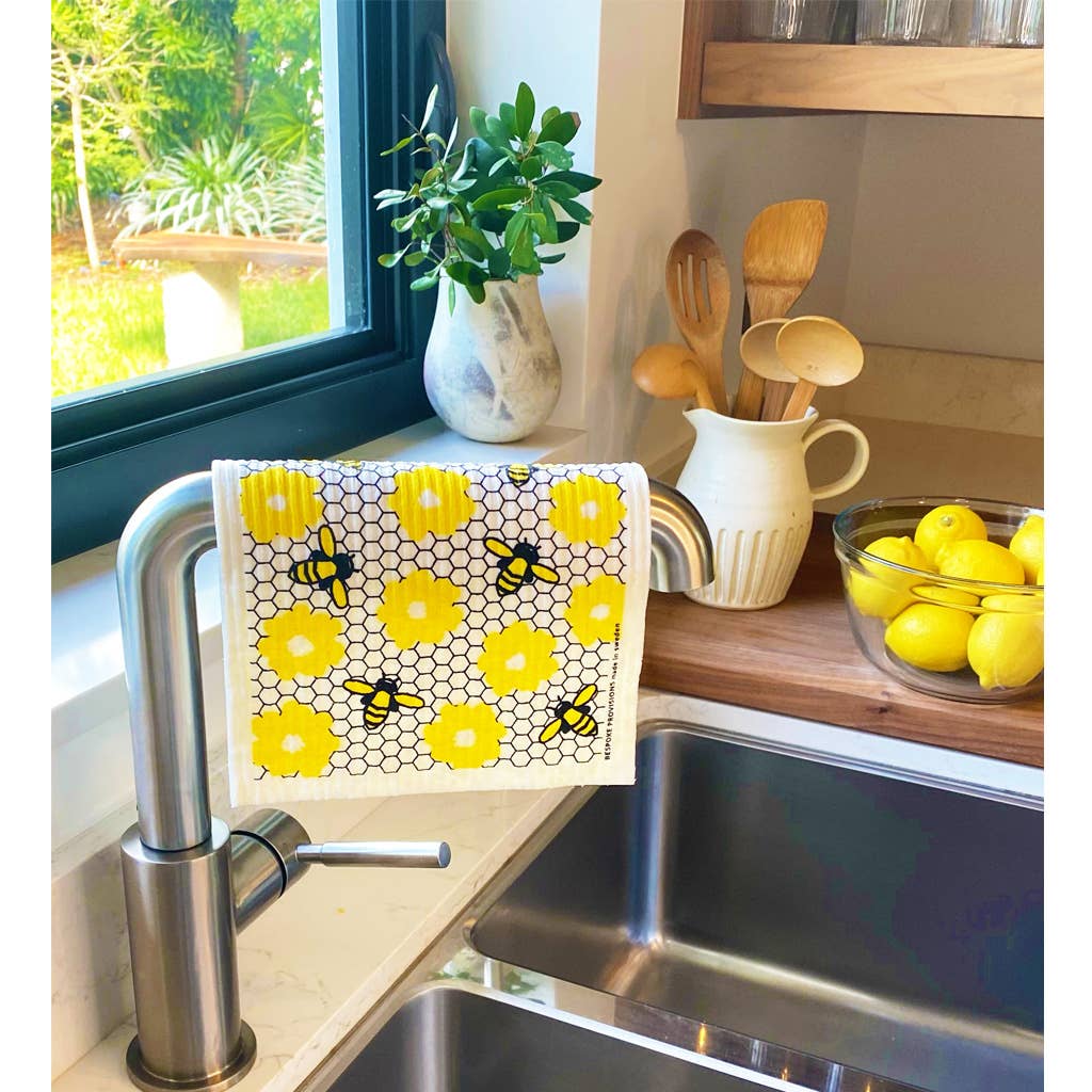 Bees on Honeycomb Swedish Dishcloth