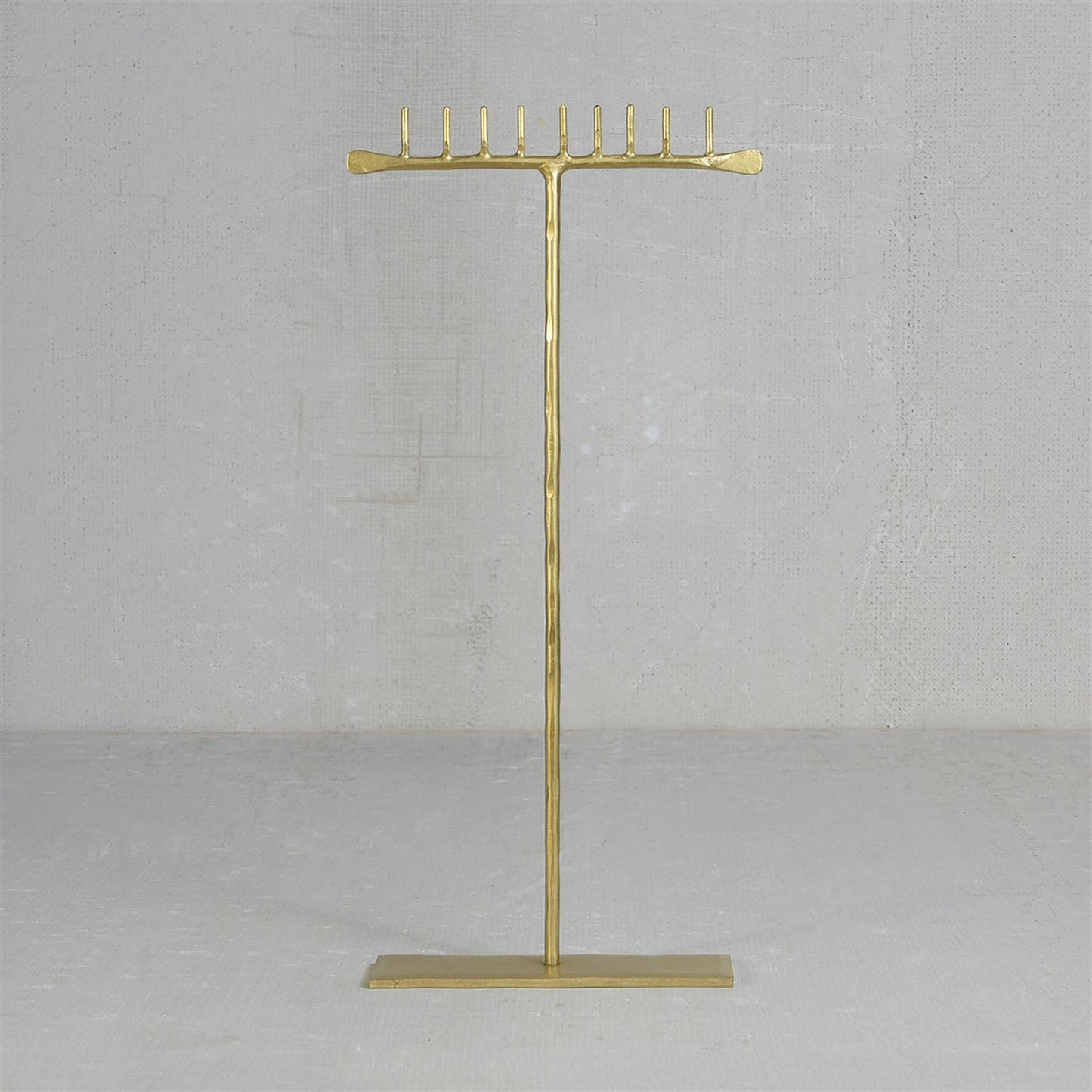 Maddox Forged Iron Jewelry T Stand With Pegs - 14 - Brass