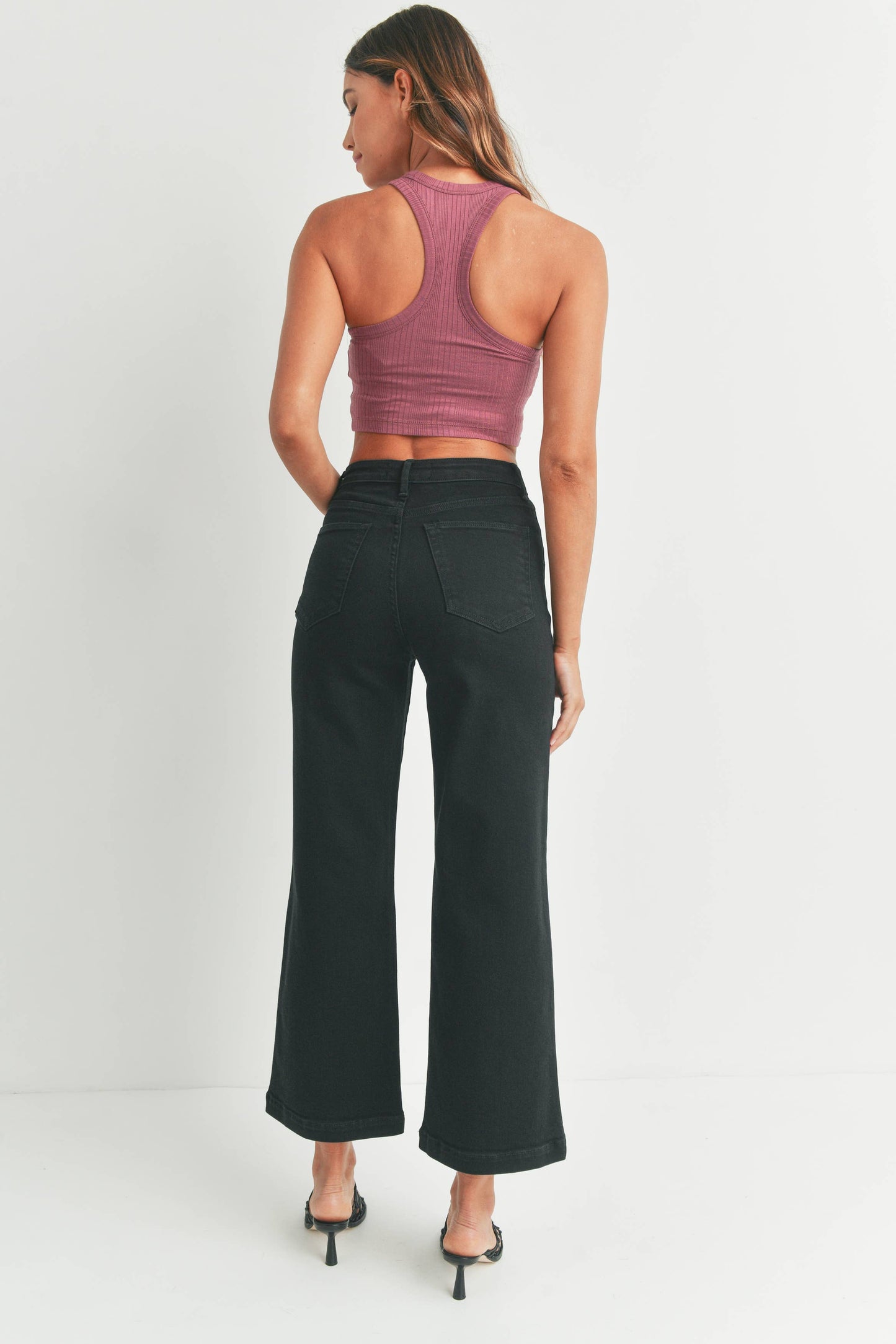 Patch Pocket Wide Leg Jeans