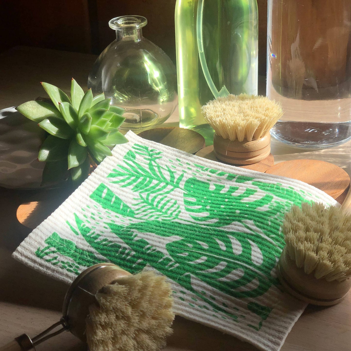 Tropical Leaves Swedish Dishcloth