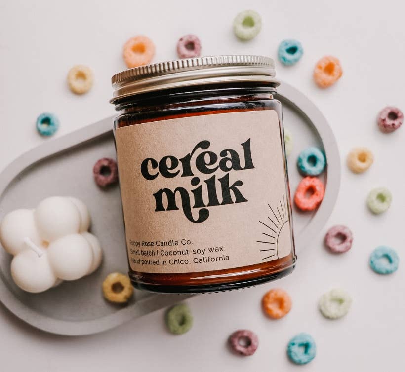 Cereal Milk 8 oz coconut wax amber jar candle